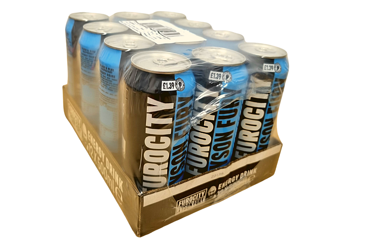 Case of Furocity Tyson Fury Black & Blue Rasberry Energy Drink